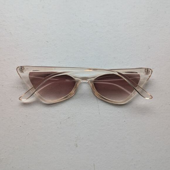 Retro Rose Pink Cat Eye Sunglasses Clear Tinted Shades Festival Sunnies Glasses main image 7